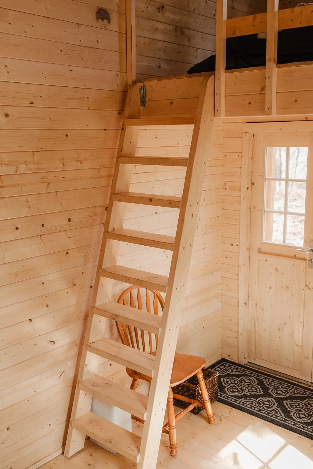 The cabin's loft bed