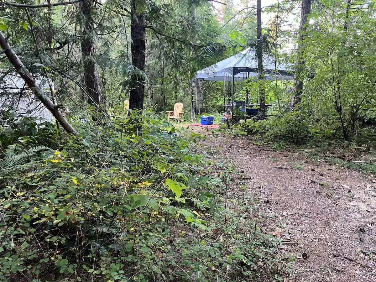 The tent's outdoor seating